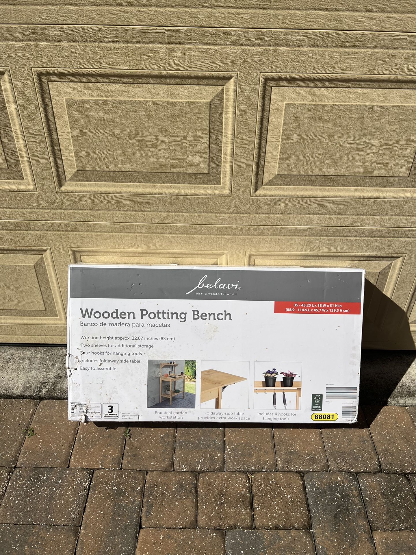 New In Box Wooden Potting Bench