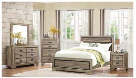 Queen Bed, Mattress, & Box Spring (Two-Tone) Black and Tan