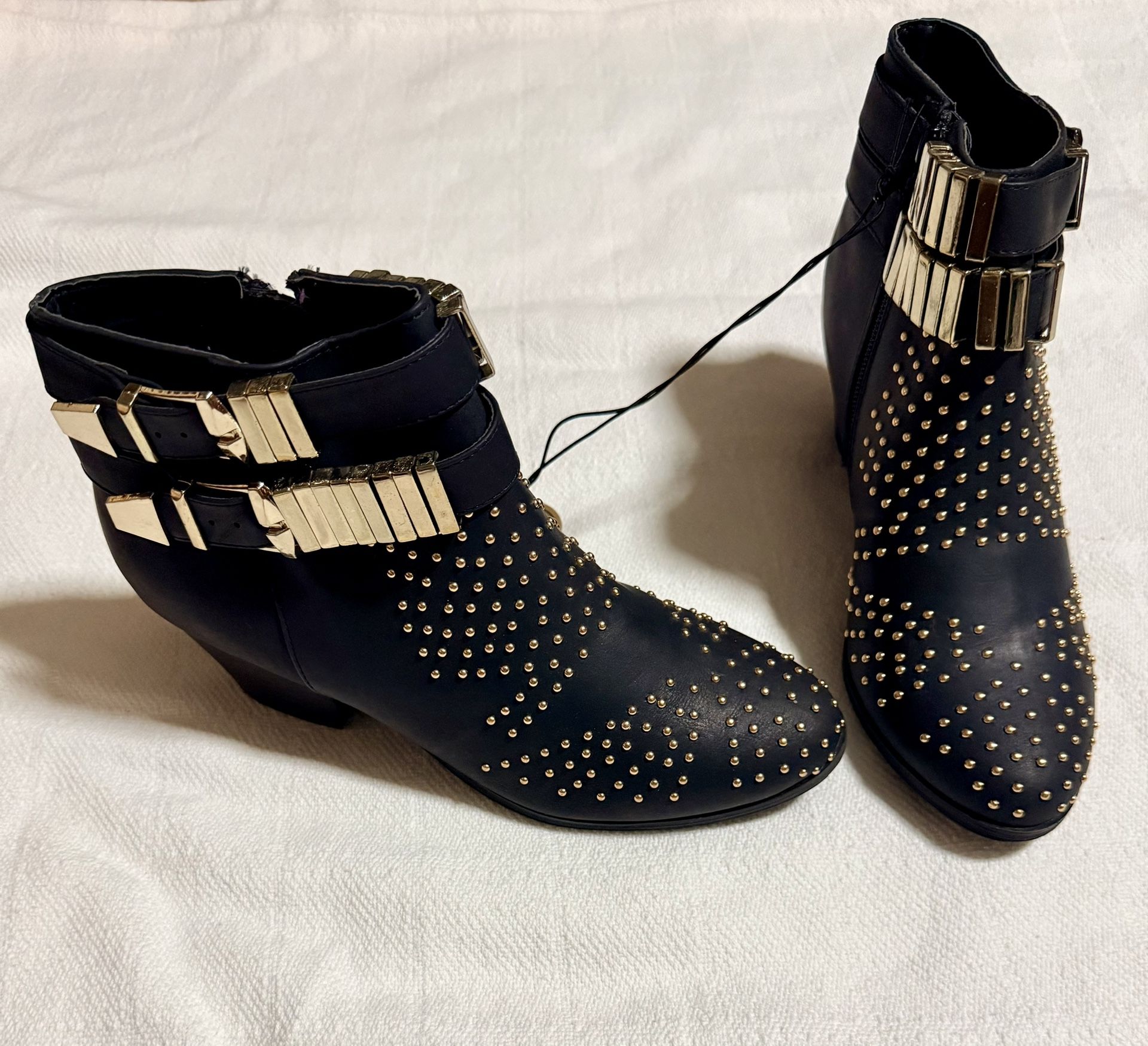 Black With Gold Studs Boots