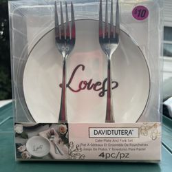 David Tutera Cake plate and fork set