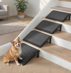 4-Pack Dog Ramp for Stairs Non-Slip Pet Steps with Locked-in Carpet & Iron Frame, Helps Senior Dogs & Small Breeds Climb Safely