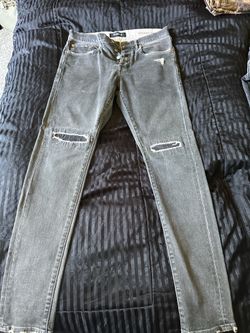 Purple designer jeans