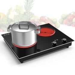 VBGK Electric Cooktop,2100W Built-in & Countertop 2 Burner Electric Cooktop,Electric Stove Top with1