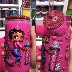 New Betty Boop Hot Pink Glass Cup