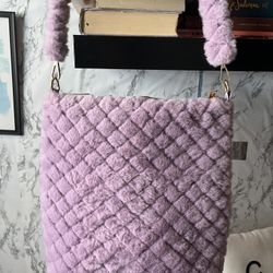 Purple Fuzzy Tote Bag 