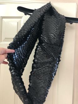 Coated faux fur infinity scarf