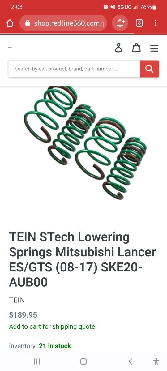Tein Lancer Lowering Springs