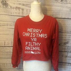 Red Christmas Home Alone cropped Sweatshirt size medium 