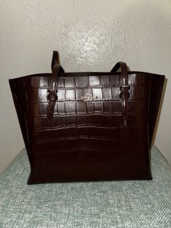 Coach Croc-Embossed Leather Tote (brown)