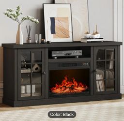 Brand New In Box Black Modern Tv Stand With Electric Fireplace For Upto 65" Tvs