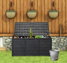 75gal Outdoor Storage Box, Weather-Resistant Plastic Resin, Wheels, Waterproof, Lockable for Patio Outdoor Garden Pool Side Deck Camping Back Yard 75