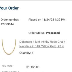 14k Gold 4mm 22 Inch Rope Chain
