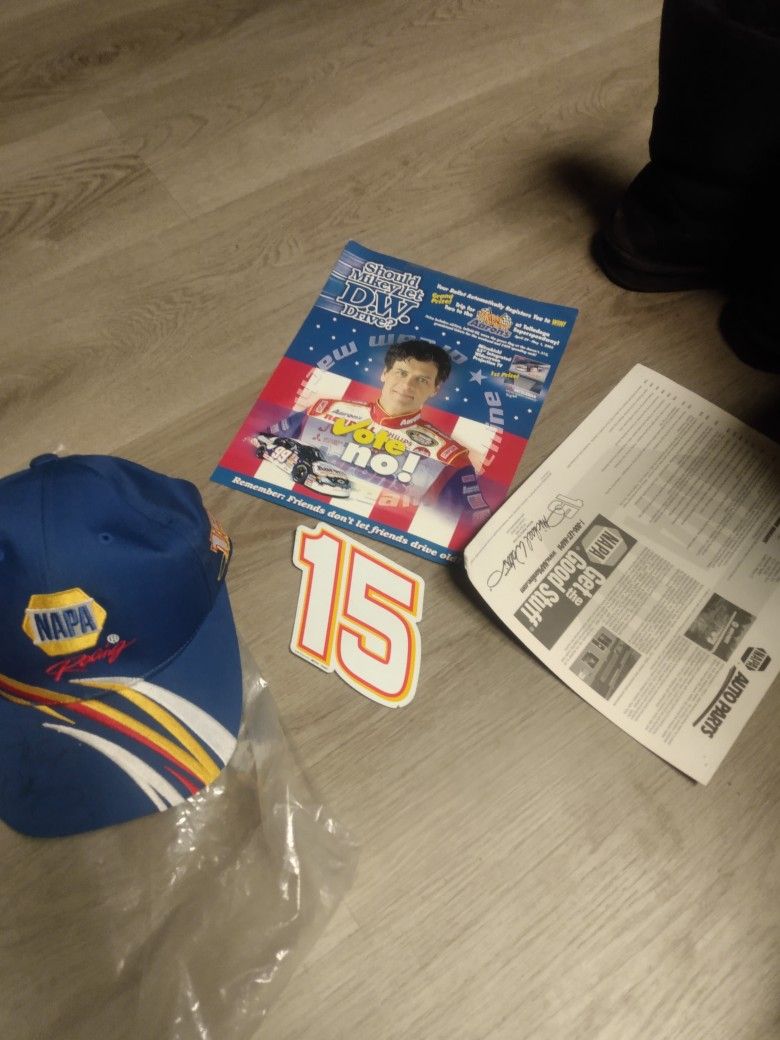 Vintage Michael Waltrip Signed Hat And Memorabilia