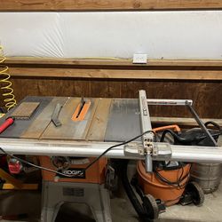 Rigid Table Saw With Roller Stand