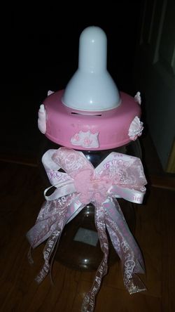 Large baby bottle piggy bank