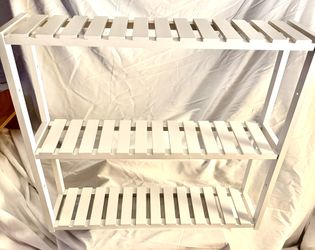 NEW 3-Tier Bamboo Storage Shelf – Cloud White - already assembled