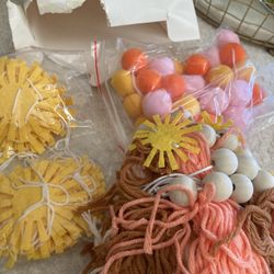 New In Box!  Decorative Felt, Yarn And Pompoms