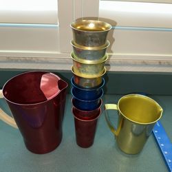 West Bend vintage aluminum drink ware set (8 cups 2 pitchers)  1