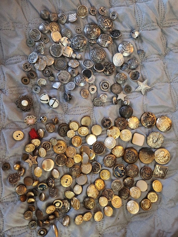Antique Metal Buttons 182 Count