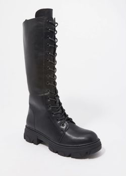 Tall Lace-Up Faux-Leather Boots