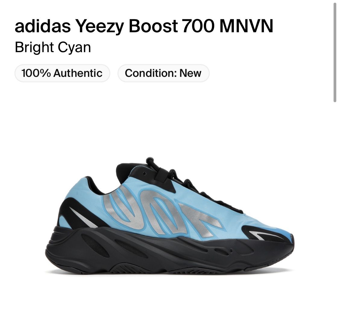 Yeezy Boost 700 MNVN Bright Cyan Size 6