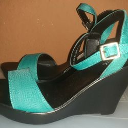 Turquoise Wedge Sandals 