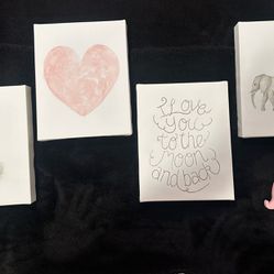 Set Of 4 Piece Canvas Prints Elephant Heart I Love You Yo The Moon And Back Girl Set 
