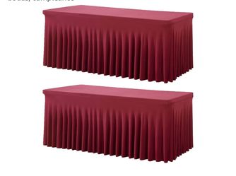 2 Burgundy table covers for a 6ft table spandex