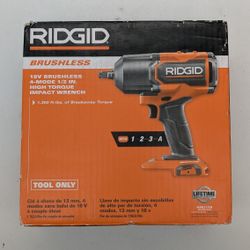 Ridgid (R86212) 18V Brushless Cordless 4-mode 1/2 in High Torque Impact Wrench (Tool Only) (New)*