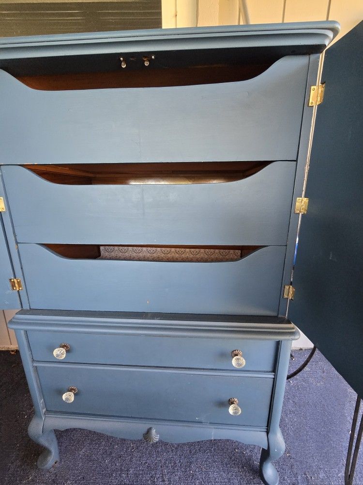 Vintage Cabinet Painted Peacock Blue