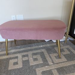 Pink Plush Velvet Bench