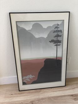 Vintage stereograph poster illustration trees art wall