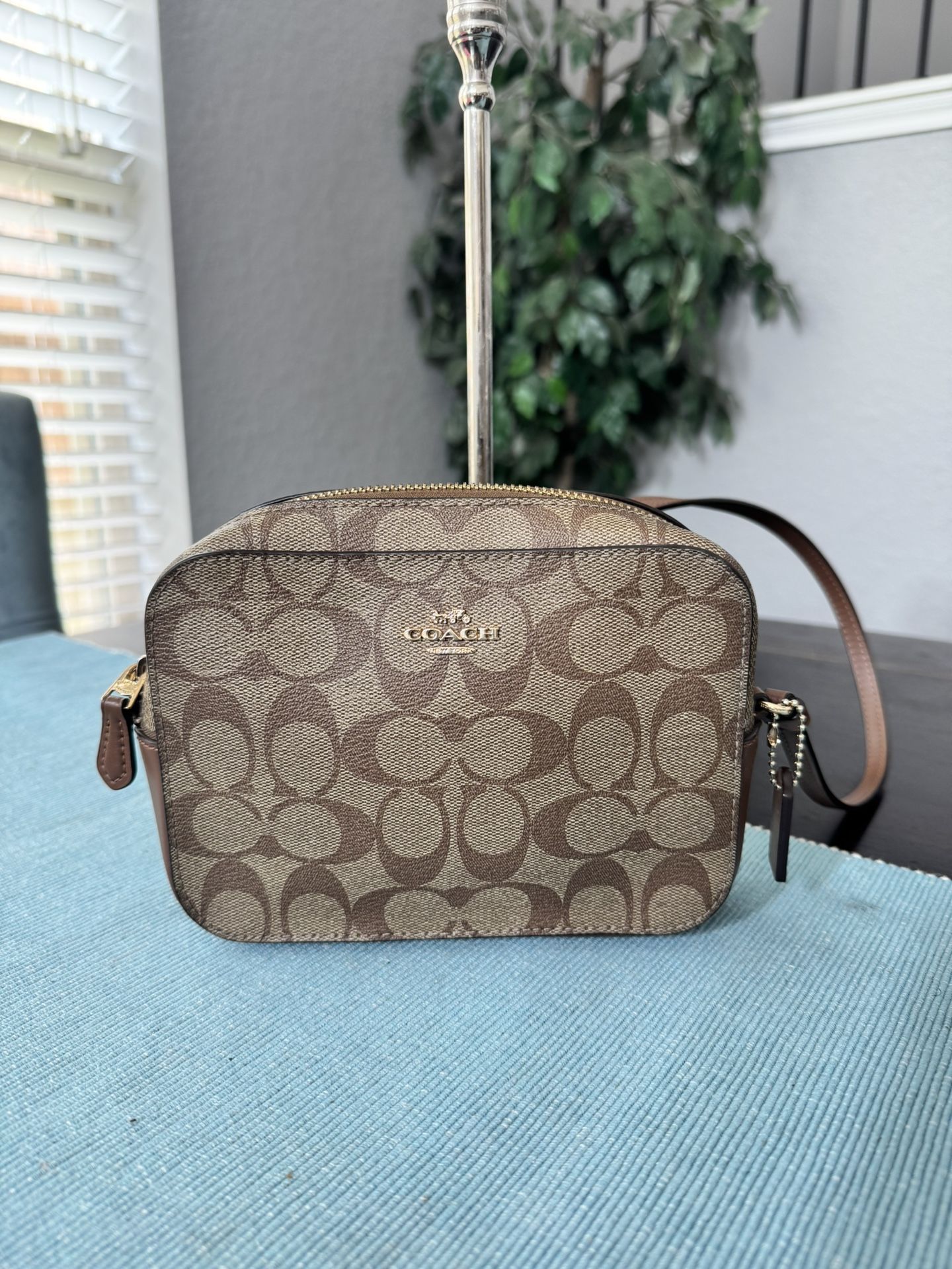 Coach Brown Signature Camera Crossbody Bag