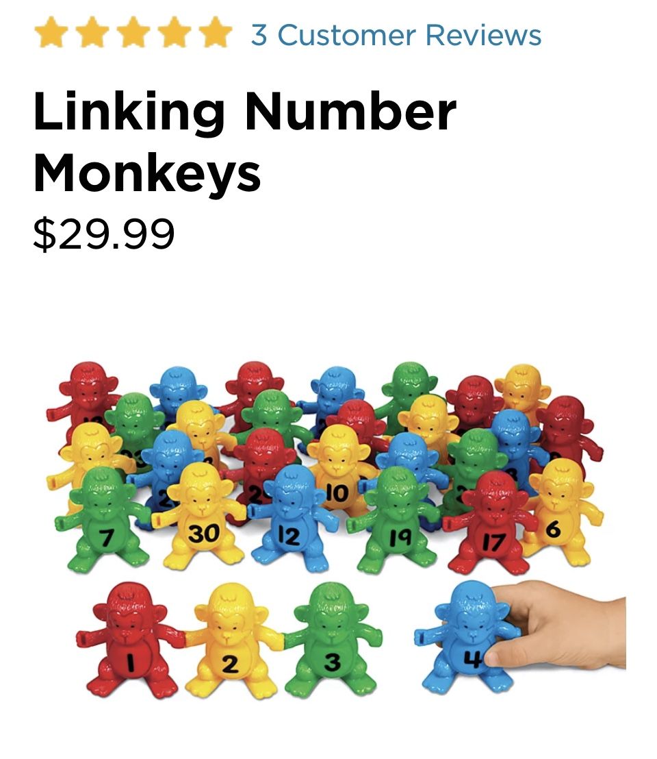 Linking monkeys Learning Daycare Homeschool New