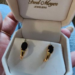 14k Gold Onyx Earrings