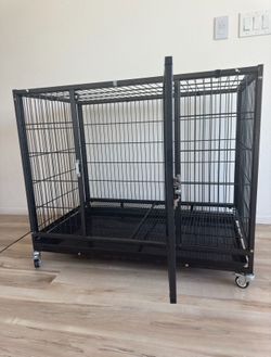 Homey Pet 37" Stackable Dog Crate Cage with Wheels and Tray