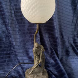 Vintage golf lamp bronze with golfer and golf ball glow 1940s