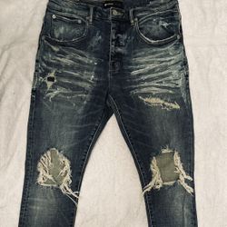 Purple Brand Distressed Paint Splatter Jeans Slim Fit Designer Denim 