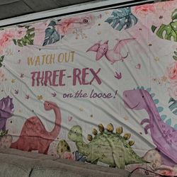 Three Rex Birthday Backdrop
