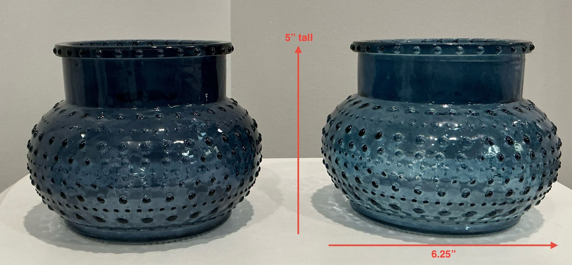 Pair of Midnight Blue Hobnail Glass Candleholders or Vases ($14 each or $25 for both)