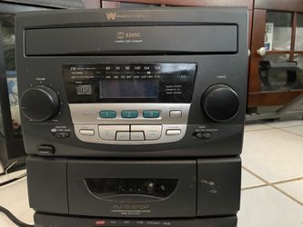 Three compact CD players with a.m. FM radio