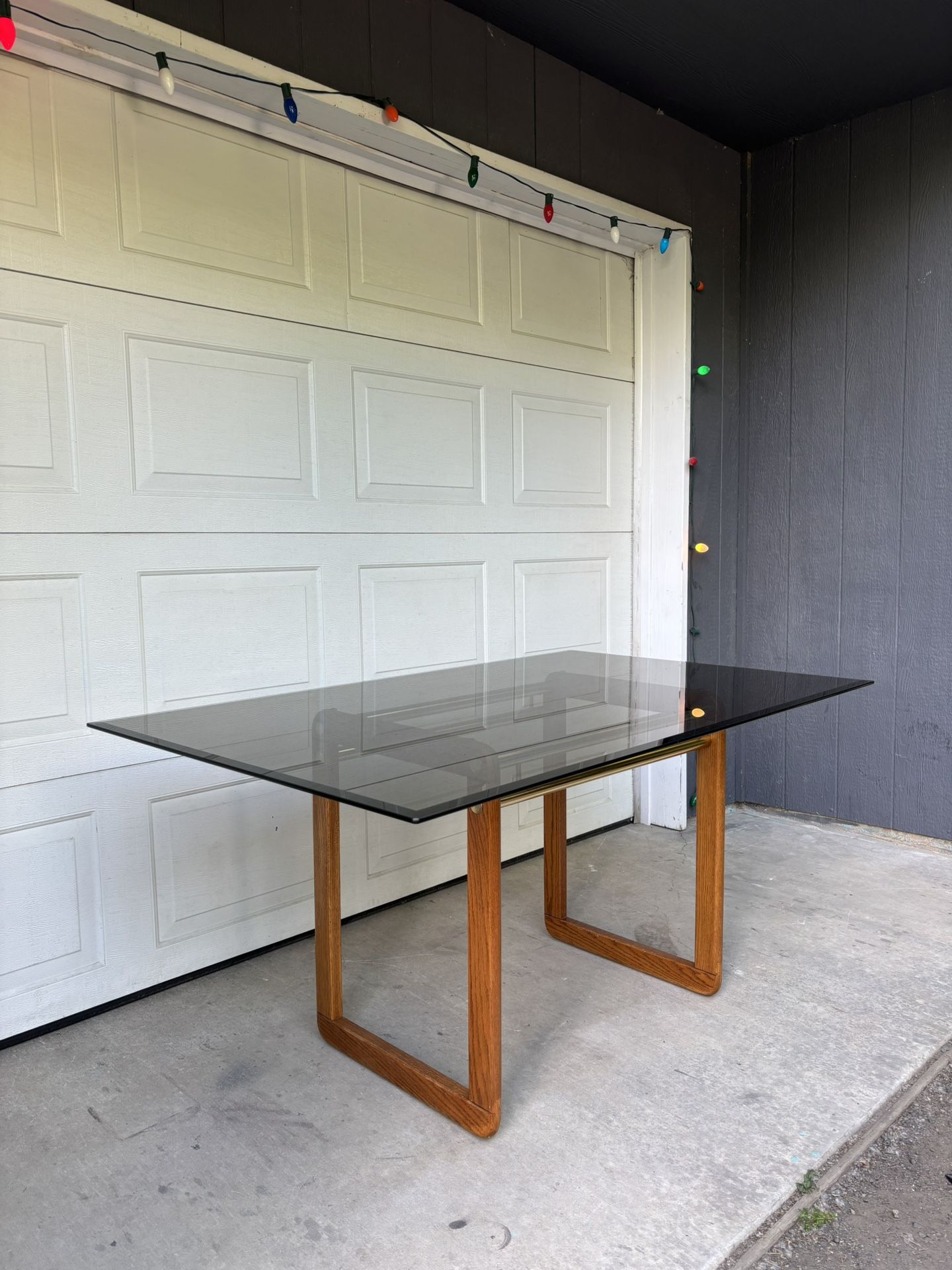 MCM Postmodern Scandinavian Dining Table w/ Smoked Glass •FREE DELIVERY•