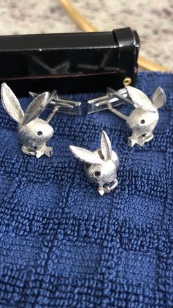 Playboy bunny cuff links and tie pin