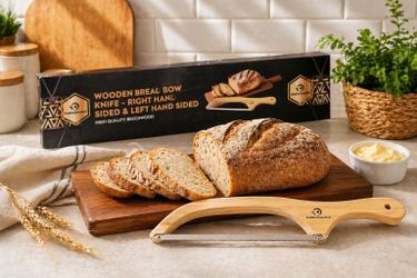 KitchenClick 16” Wooden Bow Bread Knife Beechwood 3 Blades New in Box