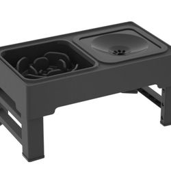 Raised Dog Bowls with No Spill Dog Water Bowl and Stainless Steel/Slow Feeder