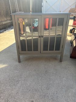 Gray Glass Door Accent Cabinet