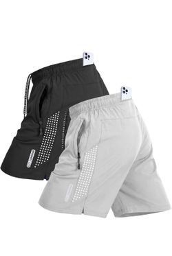 2 Pack Mens 7" Workout Athletic Shorts（new）