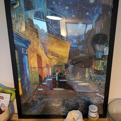 Art Wall The Cafe Terrace on The Place Du Forum by Van Gogh Framed Canvas Art, 24 X 32