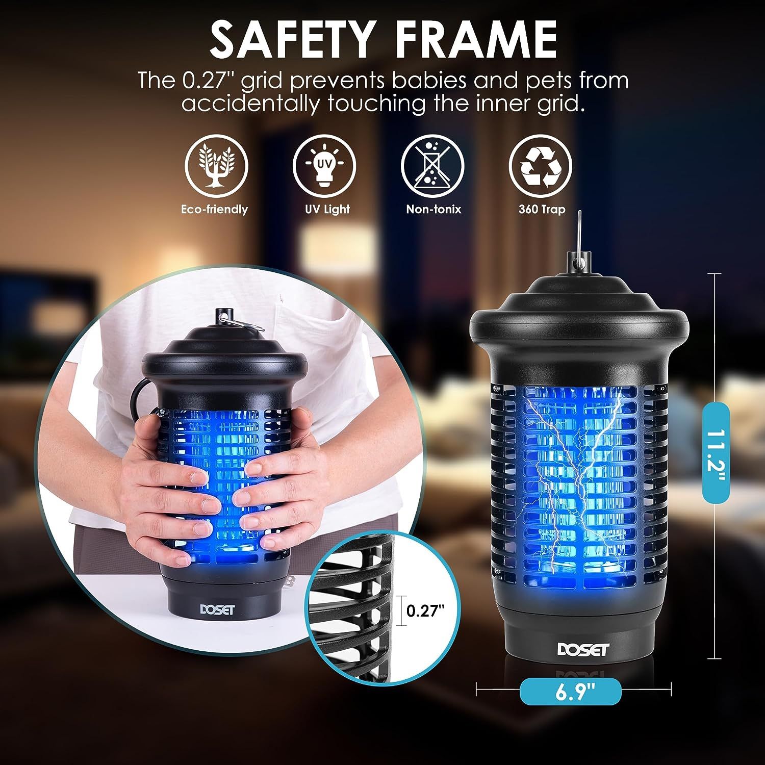 Outdoor Bug Zapper – Electric Mosquito & Fly Trap, Waterproof Insect Killer For Patio, Deck, Or Garden