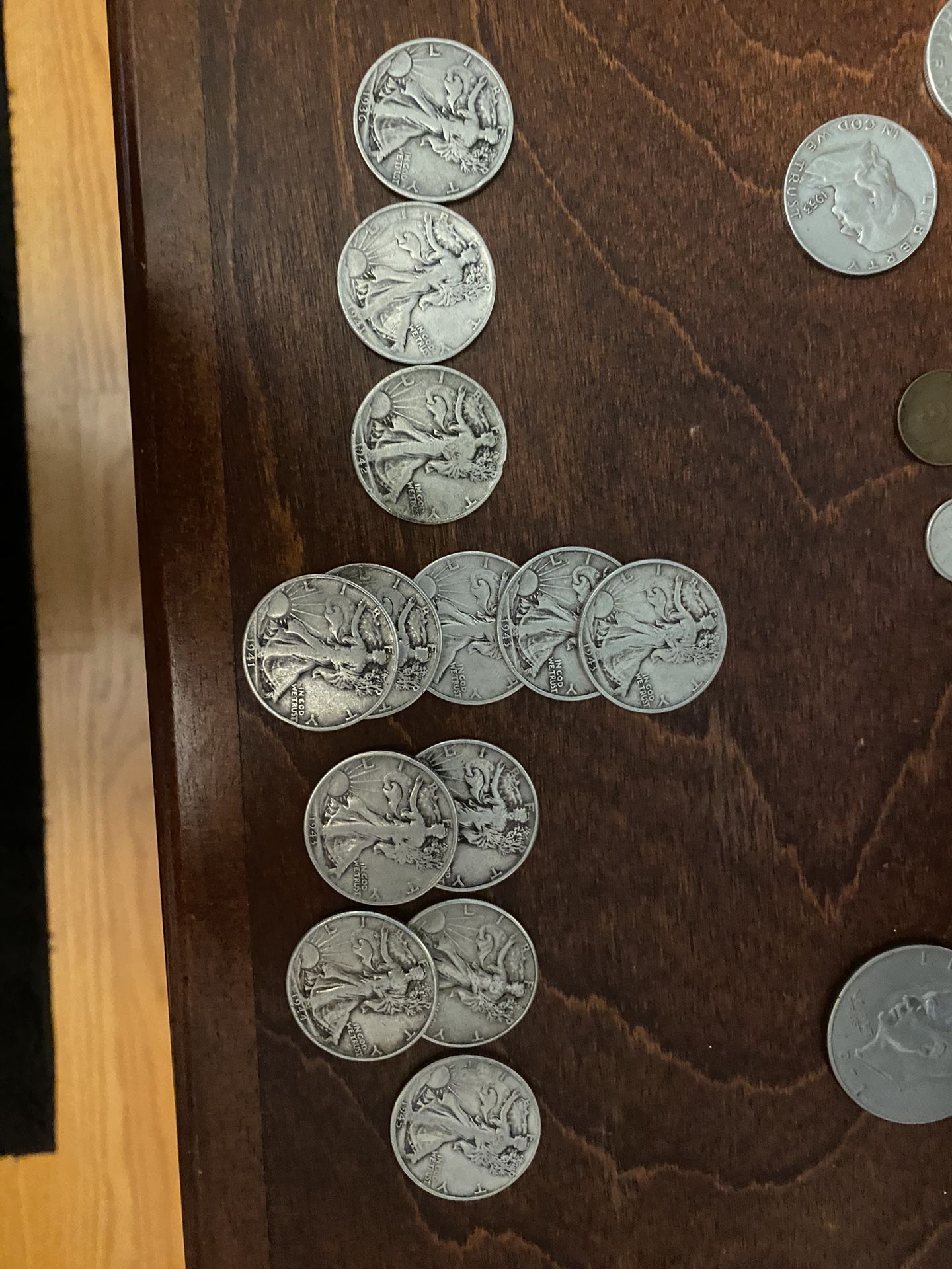 1936, 1941, 1942, 1943,1944,1945 Walking Liberty Half Dollars